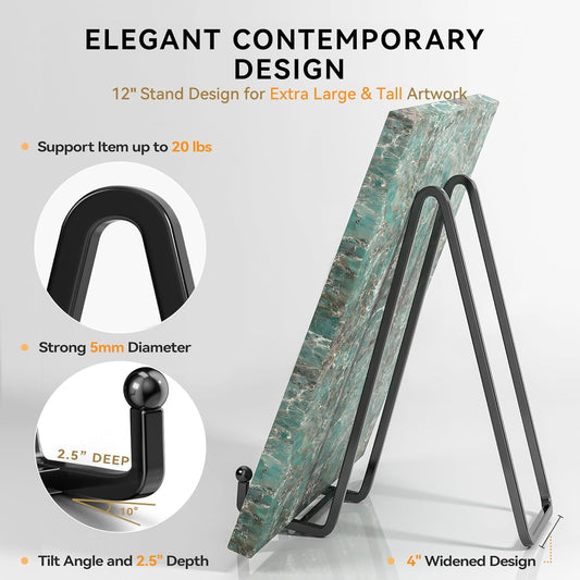 12 Inch Large Plate Stands for Display - Metal Picture Frame Easel Stands for Plates, Books, Platters, Plaques, Decor (2 Pack)