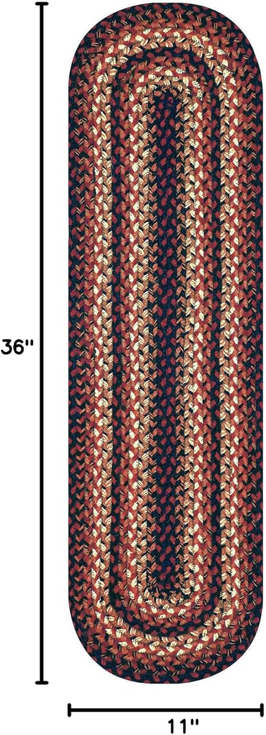 Homespice Prescott Braided Oval Table Runner, Warm Primitive Decor, Black and Red 11x36 - Jute Dining Table Accessories - Rich Colors, Easy to Clean, Durable and Protects Furniture