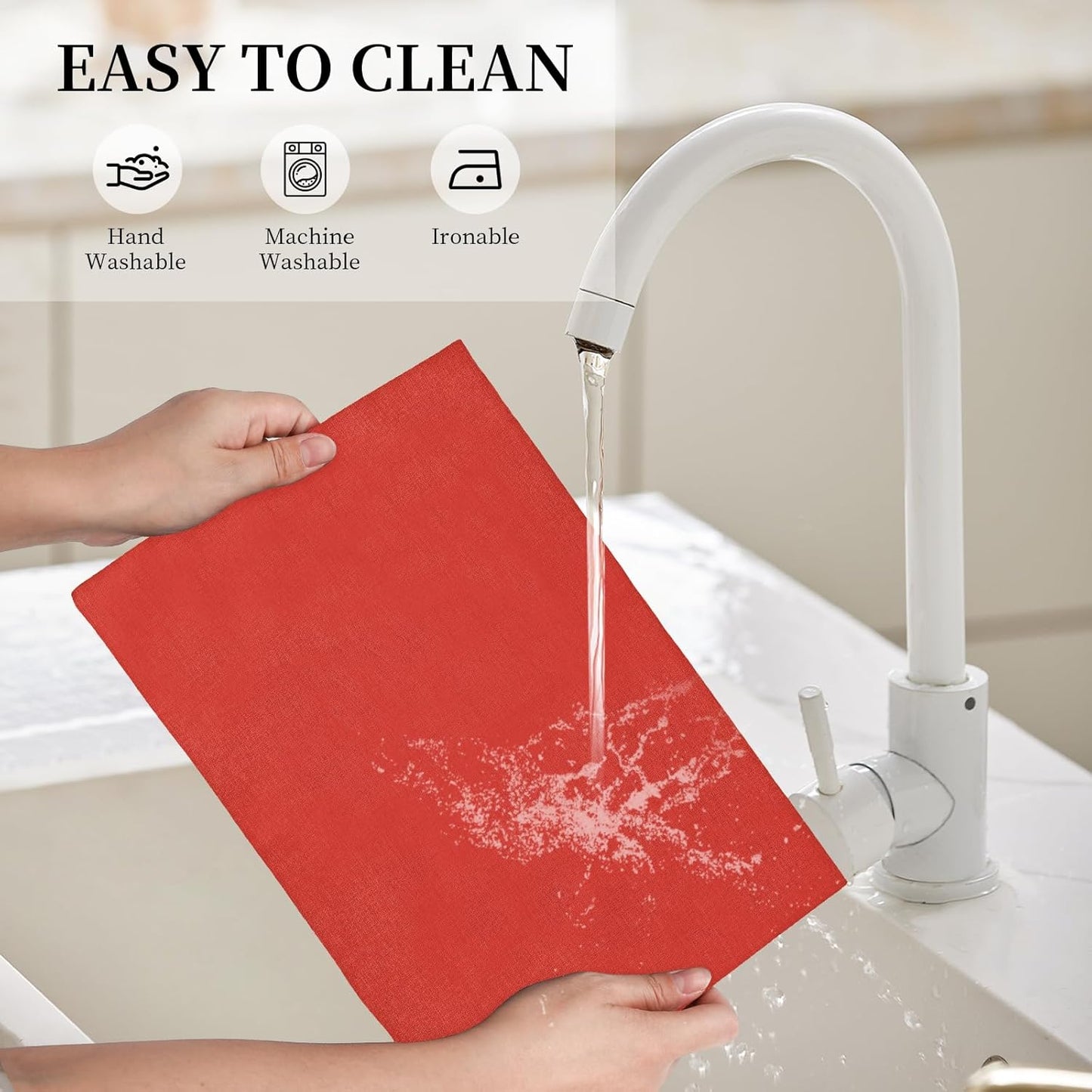 Placemats Set of 6 Linen Type Fabric Cloth Placemats, 19 x 13 Inch Double Layered Thick Wrinkle Free Heat Resistant Table Place, for Dining, Kitchen, Party (Red, 48 * 33cm)