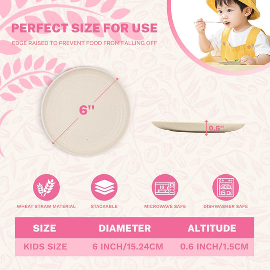 Homienly Small Plates Set of 8, Wheat Straw Plates, 5.7 Inch Lightweight Unbreakable MIni Dessert Plate, Microwave and Dishwasher Safe Small Plate Set - Beige