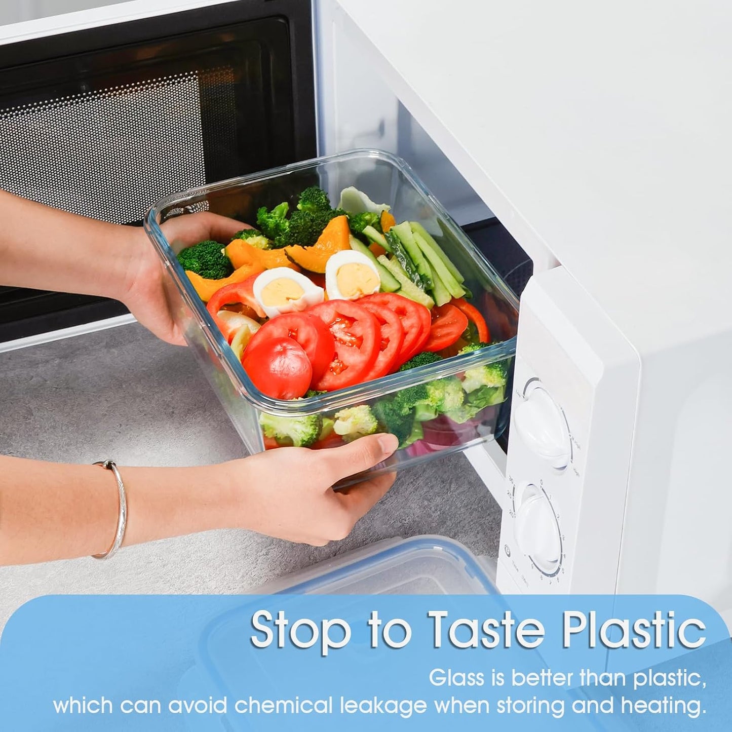 NUTRIUPS 3.3L Large Glass Food Storage Containers, Rectangular Meal Prep Containers, Food Storage Containers