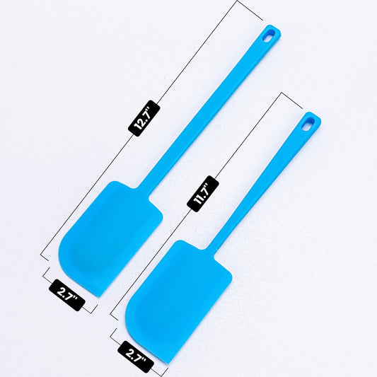 2 Pcs Silicone Scraper Set, Food Grade Rubber Scraper, Upgraded Sturdy Handle Set, Heat Resistant up to 600°F, Suitable for Baking, Scraping, & Mixing, Dishwasher Safe (Blue)