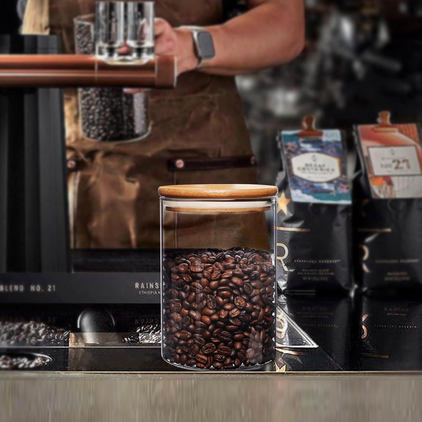 umieo Glass Food Storage Containers with Lids, Small Storage Containers 27oz Set of 2, Glass Storage Jars with Airtight Lids for, Flour, Rice, Nuts, Candy, Coffee, Beans