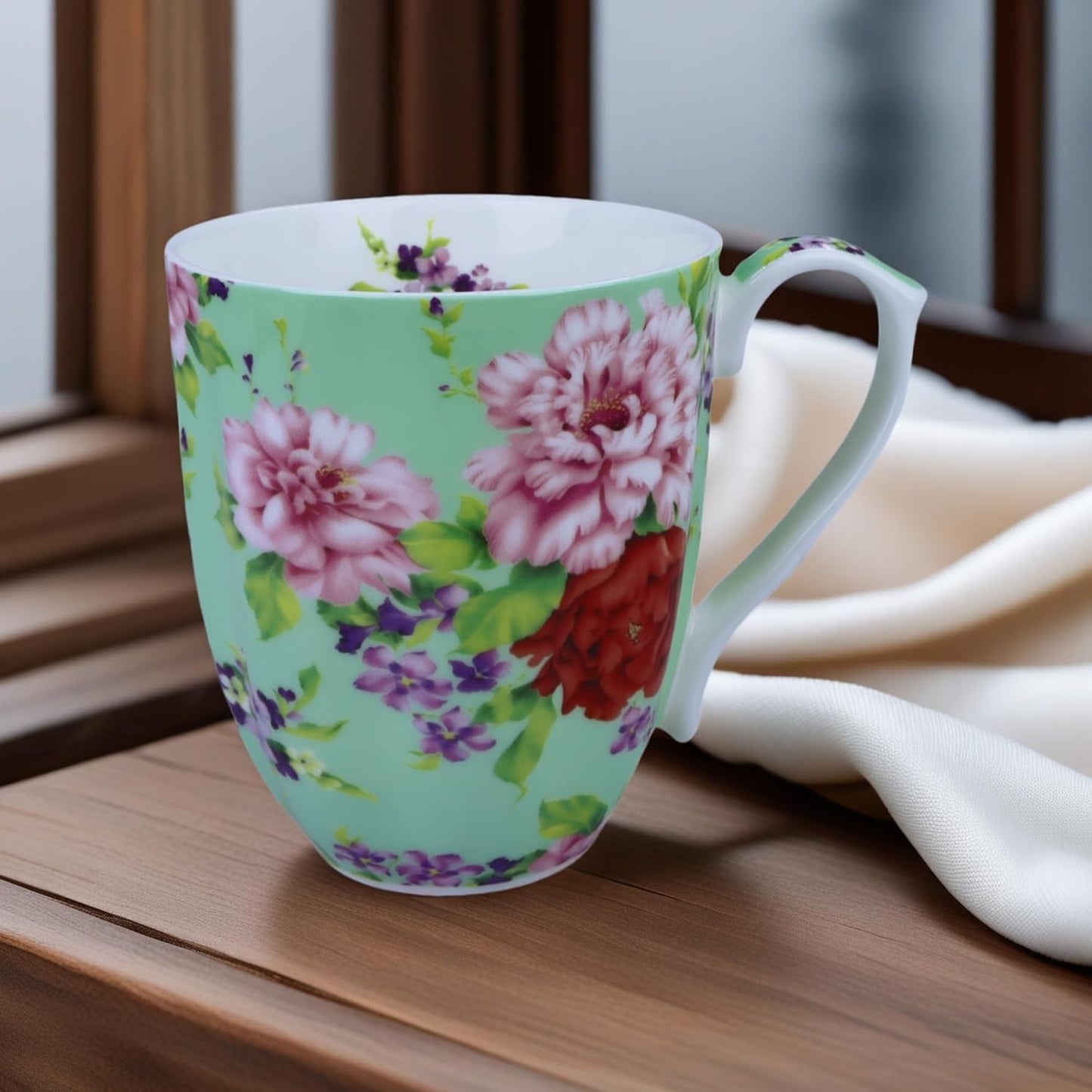 14oz Cute Coffee Mugs for Women Cute Mugs Bone China Floral Coffee Mug Teacups for Mom Women Birthday Gifts Christmas Gifts