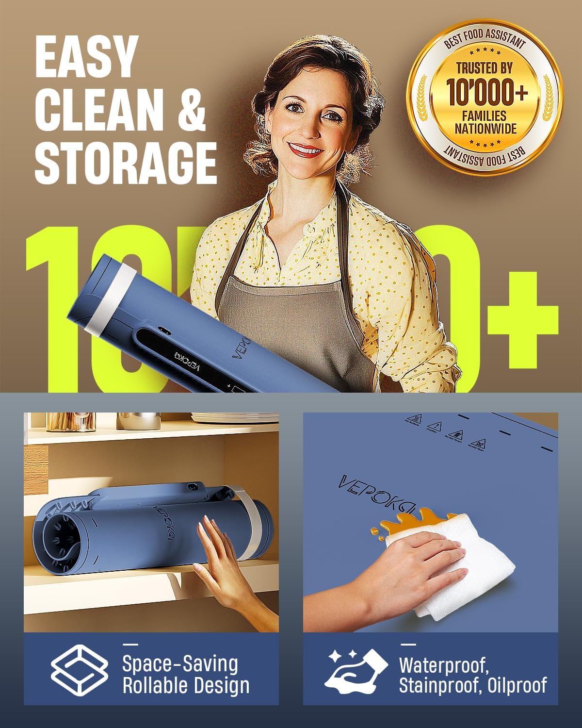 Warming Mat for Food, VEPOKA Food Warmer Mat for Countertop, Electric Warming Tray with 7 Temp Levels & Auto Shut-Off, Food Warmers for Parties, Ideal Gift for Kitchen & Buffet Use