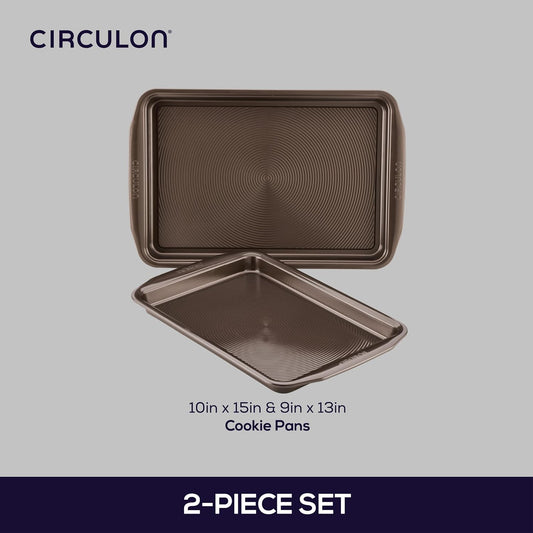 Circulon Nonstick Bakeware Set with Nonstick Cookie Sheets / Baking Sheets - 2 Piece, Chocolate Brown , Set (9" x 13" & 10" x 15")