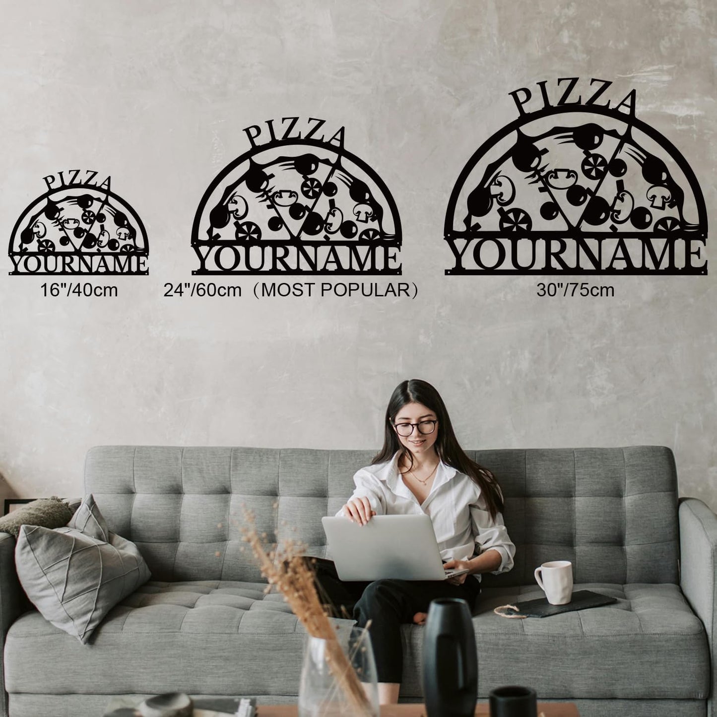 magilab Personalized Pizza Metal Sign, Custom Kitchen Wall Decor for Home & Outdoor, Food Lover Gift (Style F)