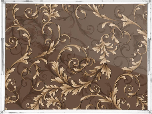 Acrylic Serving Tray with Handles Spill Proof Kitchen Storage Tray Clear Decorative Tray Makeup Drawer Organizer Storage Tray for Bathroom Living Room Ottoman 15.7x11.8Inches