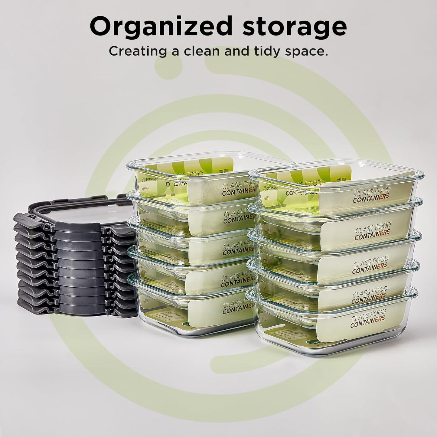 Glass Food Storage Containers with Lids, 10 Pack of 21oz, Glass Meal Prep Container with Airtight Lids, Microwave Safe Food Container Set, BPA Free, LeakProof, Ideal for Lunch