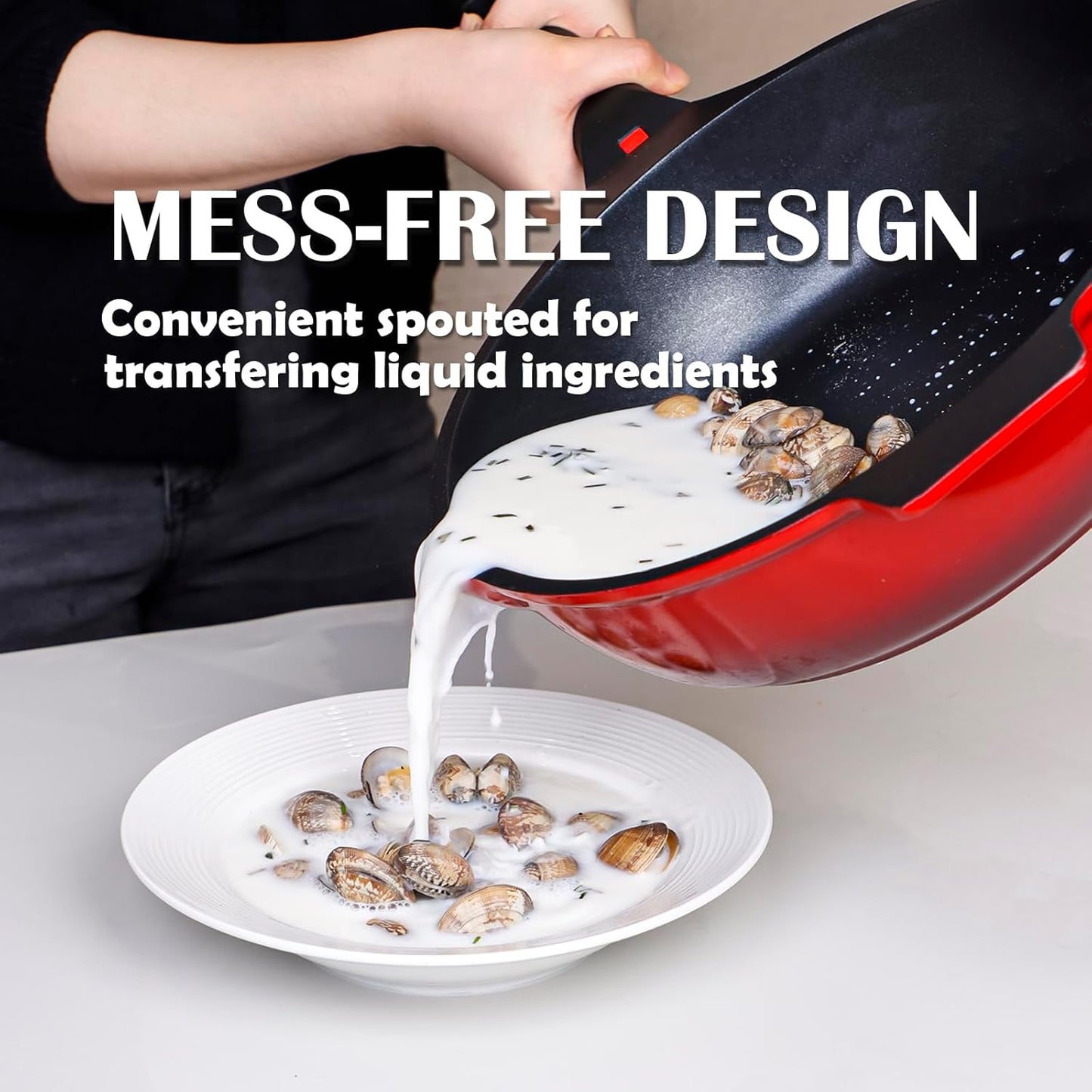 DIIG Nonstick Deep Frying Pan Skillet with Lid, 12 inch/ 5.5 QT Saute Pan with Silicone Spatula, Sauce Cookware Cooking Chef Pans, Cast Aluminum Induction Compatible, Ruby Red