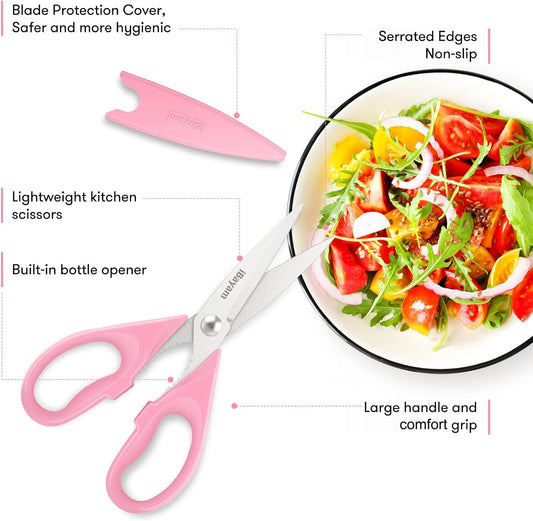 Gifts for Women, Mom, Wife, Her - Couple, Happy Birthday, Wedding Gifts, Christmas Day, Housewarming Gifts, iBayam Kitchen Scissors Heavy Duty Meat Poultry Shears Dishwasher Safe, Pink Stuff