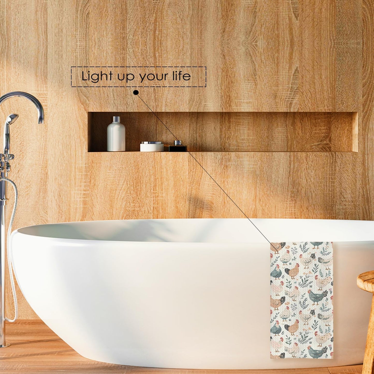 Farmhouse Chicken Kitchen Towels, Chicken Lover Mom Lady Gifts Decorative Dish Tea Towels for Kitchen, Cottagecore Farm Animal Hens Hand Towels for Bathroom, 16x24 Inches