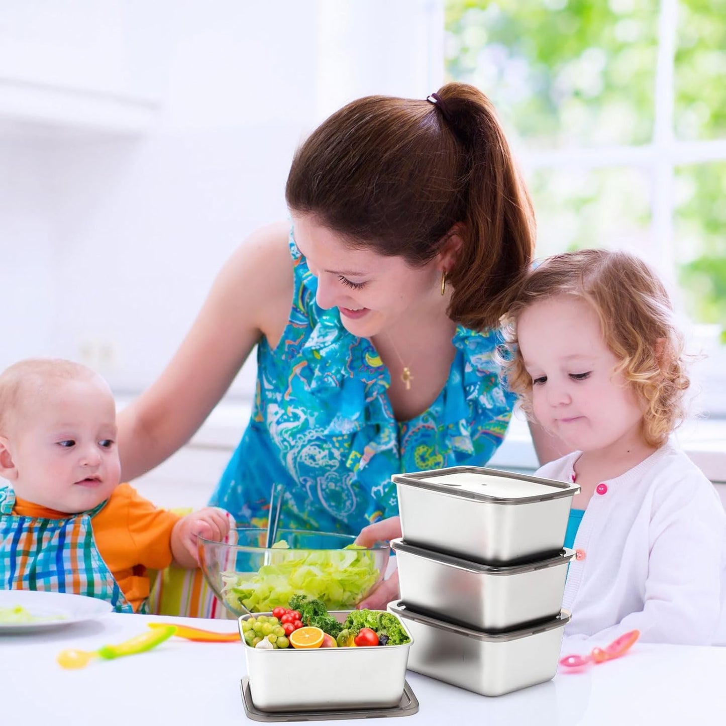 12 Pcs Stainless Steel Food Storage Containers with Lids, 22 oz Metal Freezer Containers, Lightweight Stackable Easy Open Reusable Meal Prep Box for Kitchen Picnic Oven Dishwasher Safe