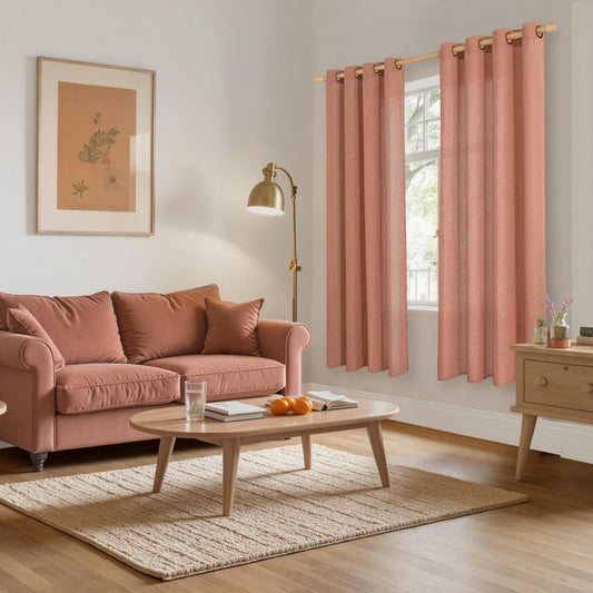 YoungsTex Terracotta Linen Curtains 72 Inch Length for Living Room, Burnt Orange Semi Sheer Window Drapes with Bronze Grommet Light Filtering for Bedroom Fall Decorative, 52 x 72 Inch, 2 Panels