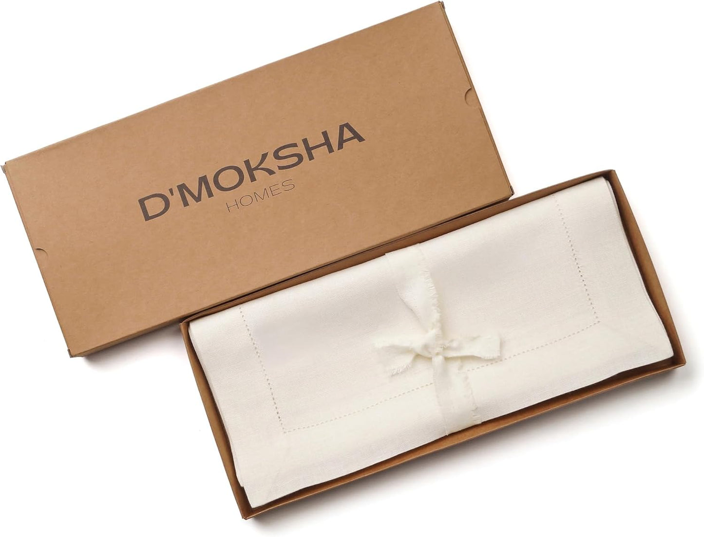D'Moksha Homes Linen Ivory Table Runner 108 Inches Long - 100% Pure Linen 14 x 108 Inch Table Runner for Fall, Autumn and Halloween - Classic Hemstitch