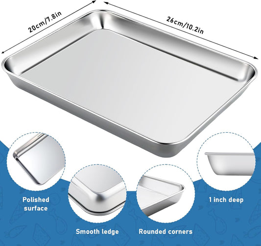 Baking Sheet with Rack Set,10.2 Inch Stainless Steel Baking Pan Tray Cookie Sheet with Cooling Racks,Nonstick Bacon Cookie Trays for Cooking Roasting,Dishwasher Safe,Heavy Duty & Easy Clean
