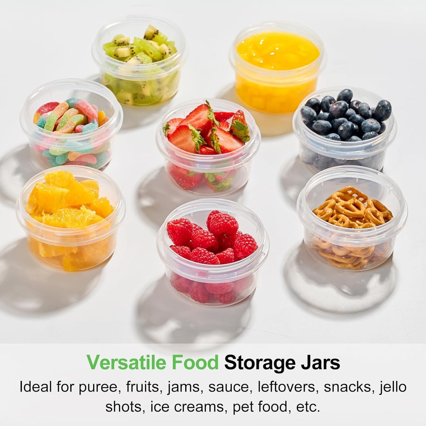 Qeirudu 10 Pack 8oz Freezer Storage Containers with Screw Lids, Leakproof Meal Prep Containers, Small Reusable Plastic Food Storage Containers for Fruits, Leftovers, Salads, Overnight Oats