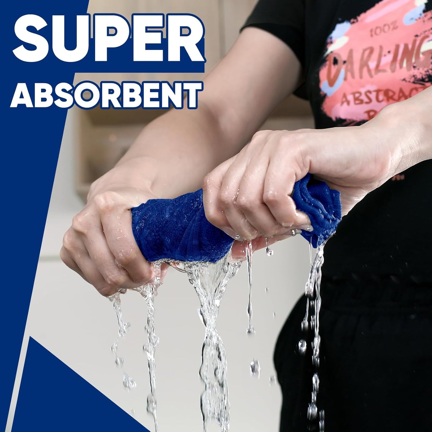 Oven Mitts Kitchen Towels Dishcloths with Pot Holders Sets, Dish Towels Sets, Oven Gloves Pot Pads Heat Resistant 500 Degrees with Non-Slip Silicone Surface for Cooking Baking Grilling-Royal Blue