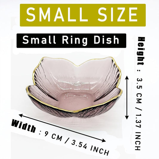 Small Flower Ring Dish Jewelry Tray, Pink Glass Jewelry Dish Tray, Nightstand Decor Jewlery Plate, Gifts for Mom, Crystal Ring Holder for Women, Bathroom Jewelry Bowl Trinket Tray Soap Dish