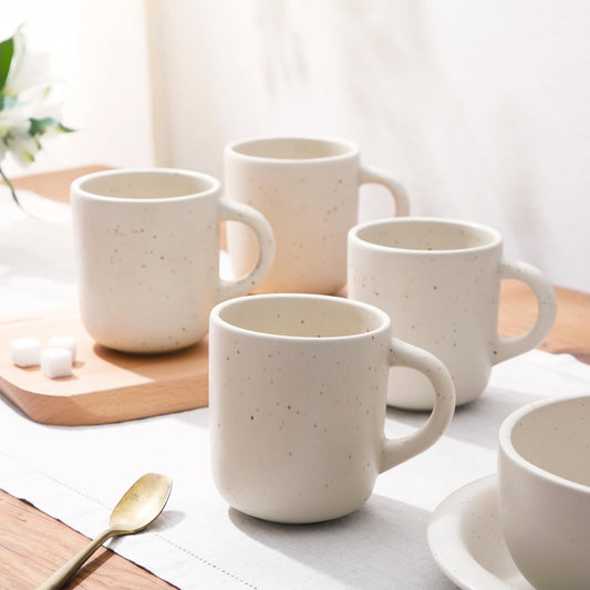 Bloomhouse Corsica Clay 4 Piece Mug Set - Sea Salt White
