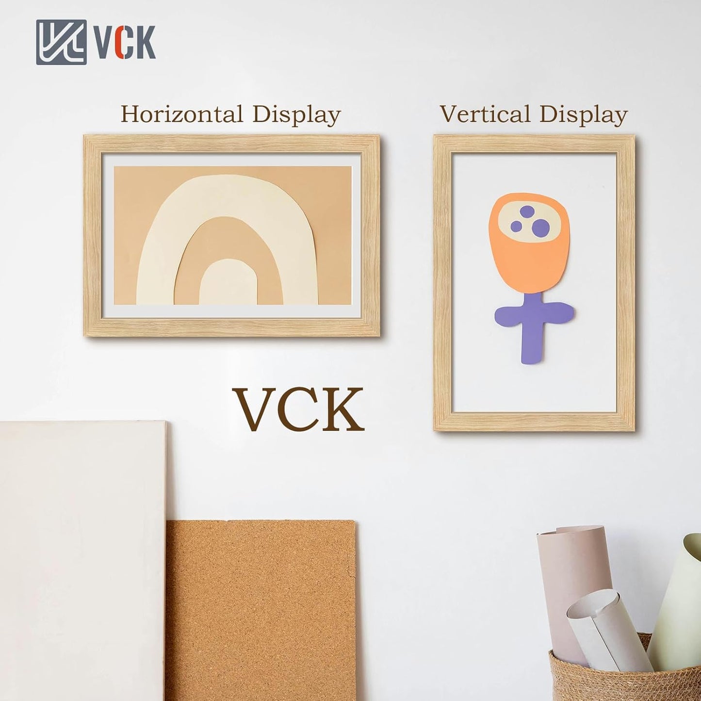 VCK 11x17 Picture Frame 5 Pack - Oak, Natural Solid Wood Poster Frames, Wall Gallery Frame
