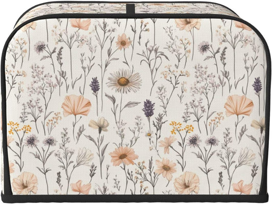 Toaster Cover 4 Slice Vintage Botanical Flower Leaf Kitchen Small Appliance Covers with Pockets Dust and Fingerprint Protection