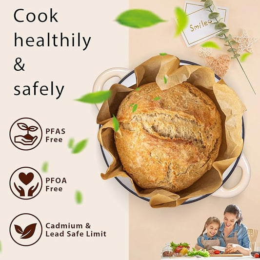 Romswi Enameled Cast Iron Dutch Oven Set - 3qt & 5.5qt Dual Combo - 7-Layer Professional Grade Dutch oven pot with lid - Oven Safe for Braising, Stews, Roasting, Bread Baking - White Bread Dutch Oven