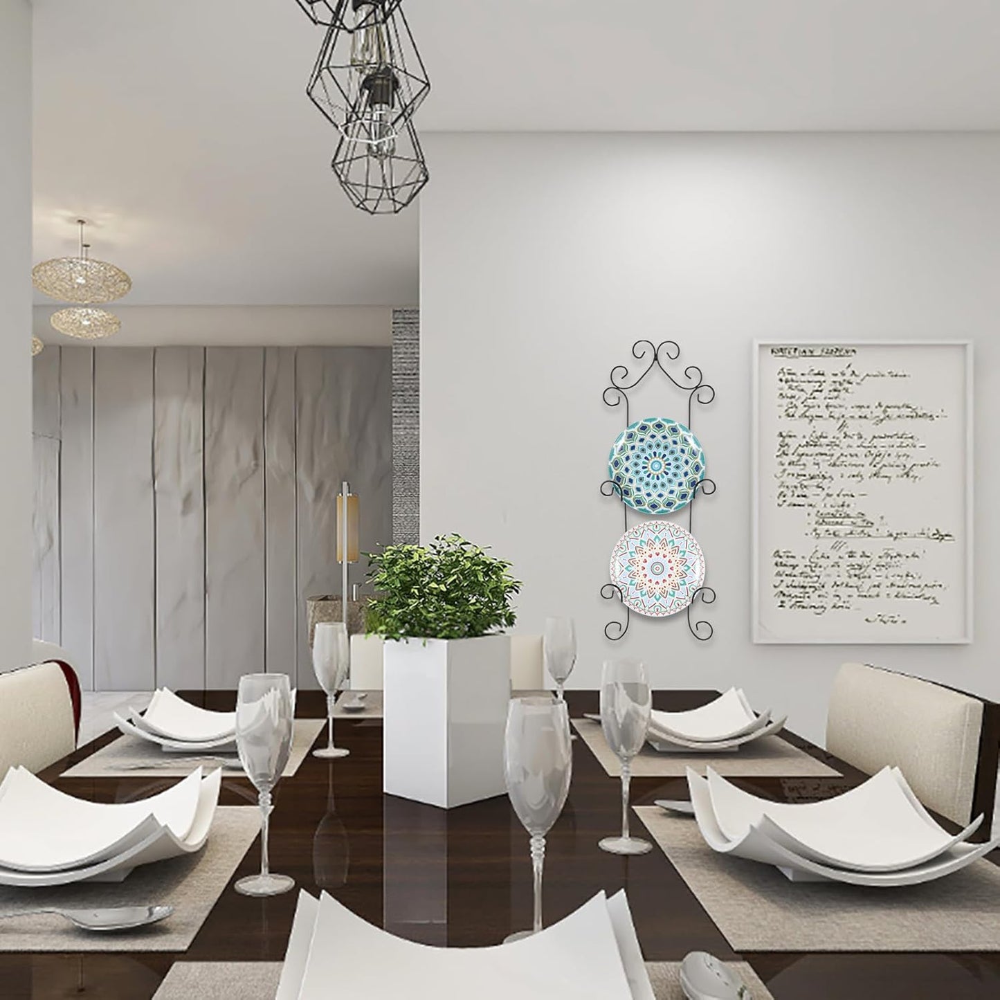 Kokone Plate Hangers for Wall,Metal Plate Rack for Wall,2-Tier Wall Plate Hangers for Plate Up To 8 Inch,Detachable Plate Wall Hangers for Plates Platters Plaques Dishes Artwork Display