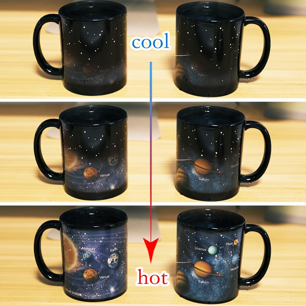 Kmiles Heat Changing Solar System Ceramic Mug Colour Changing Mug Magical Coffee Mug Tea Cup 12 Ounce - Novelty for Xmas Funny Gifts