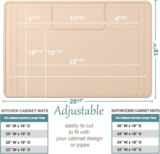 The Original Under Sink Mat - Adjustable Silicone mat, Waterproof Under The Sink Bathroom Vanity Mat, Under sink mats for kitchen waterproof - 28" x 19" or smaller
