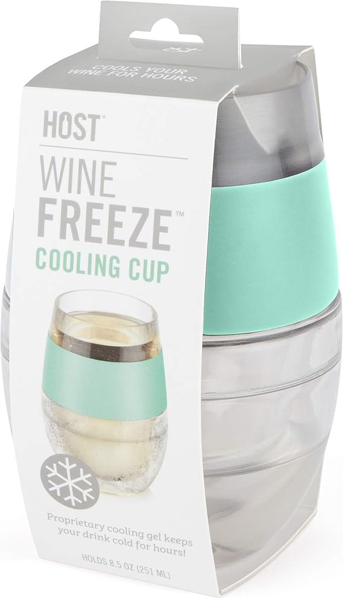 Host Cooling Cup, Set of 1 Double Wall Insulated Freezable Drink Chilling Tumbler with Freezing Gel, Glasses for Red and White Wine, 8.5 oz, Mint (6378)
