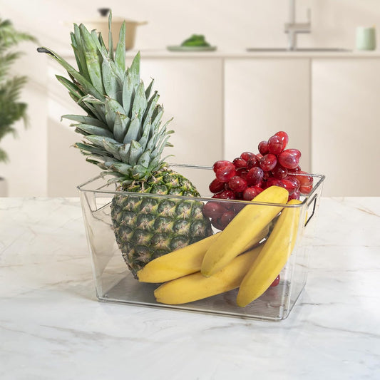 8 Pack Clear Plastic Storage Bins, 11" Large Pantry Organizer Bins with Handles, Plastic Containers for Refrigerator,BPA-Free Perfect for Kitchen,Fridge,Cabinet,Pantry,Bathroom,Closet Organization