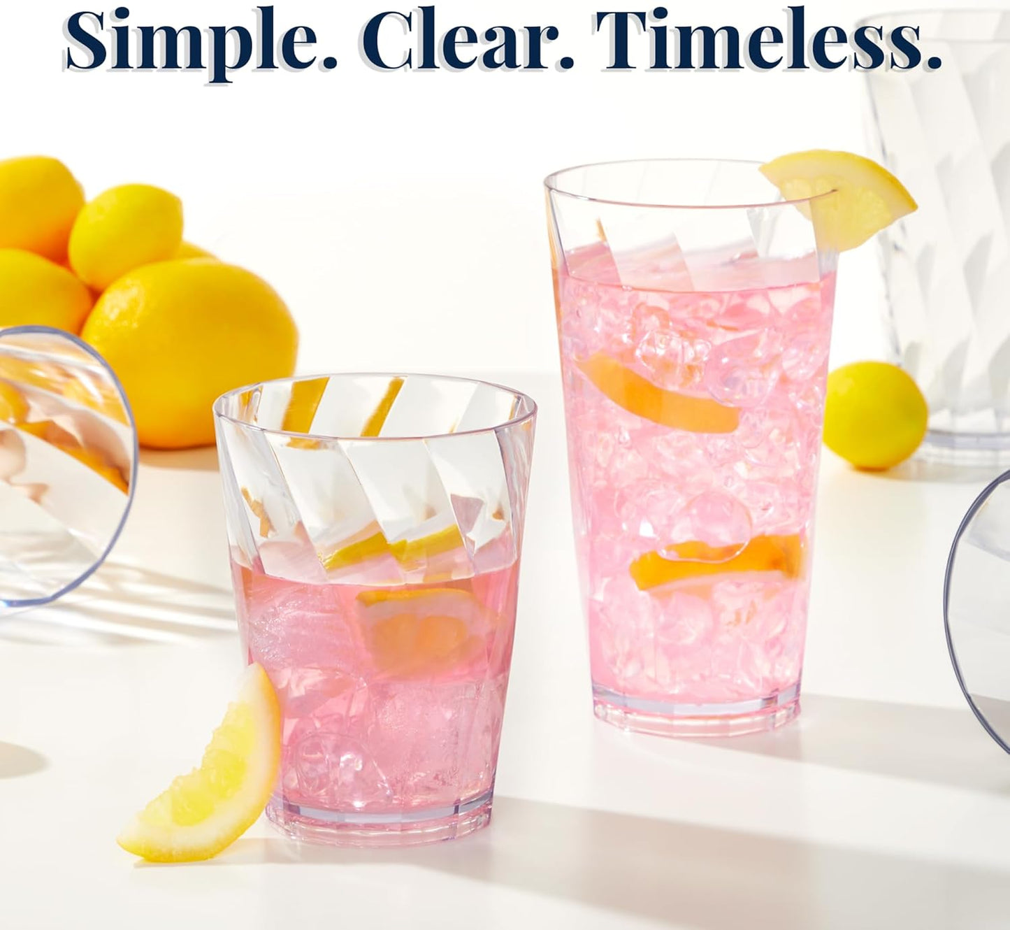 US Acrylic Optix Plastic Reusable Drinking Glasses (Set of 16) 14oz Rocks & 20oz Water Cups in Clear | BPA-Free Tumblers, Made in USA | Top-Rack Dishwasher Safe