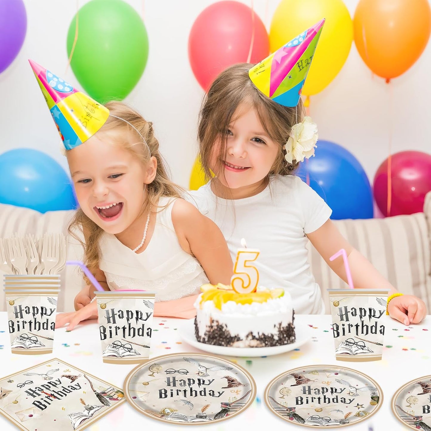 140PCS Birthday Party Paper Plates Napkins Paper Cups Dessert Plates Kids Boys Birthday Decorations Set for 20 Guests