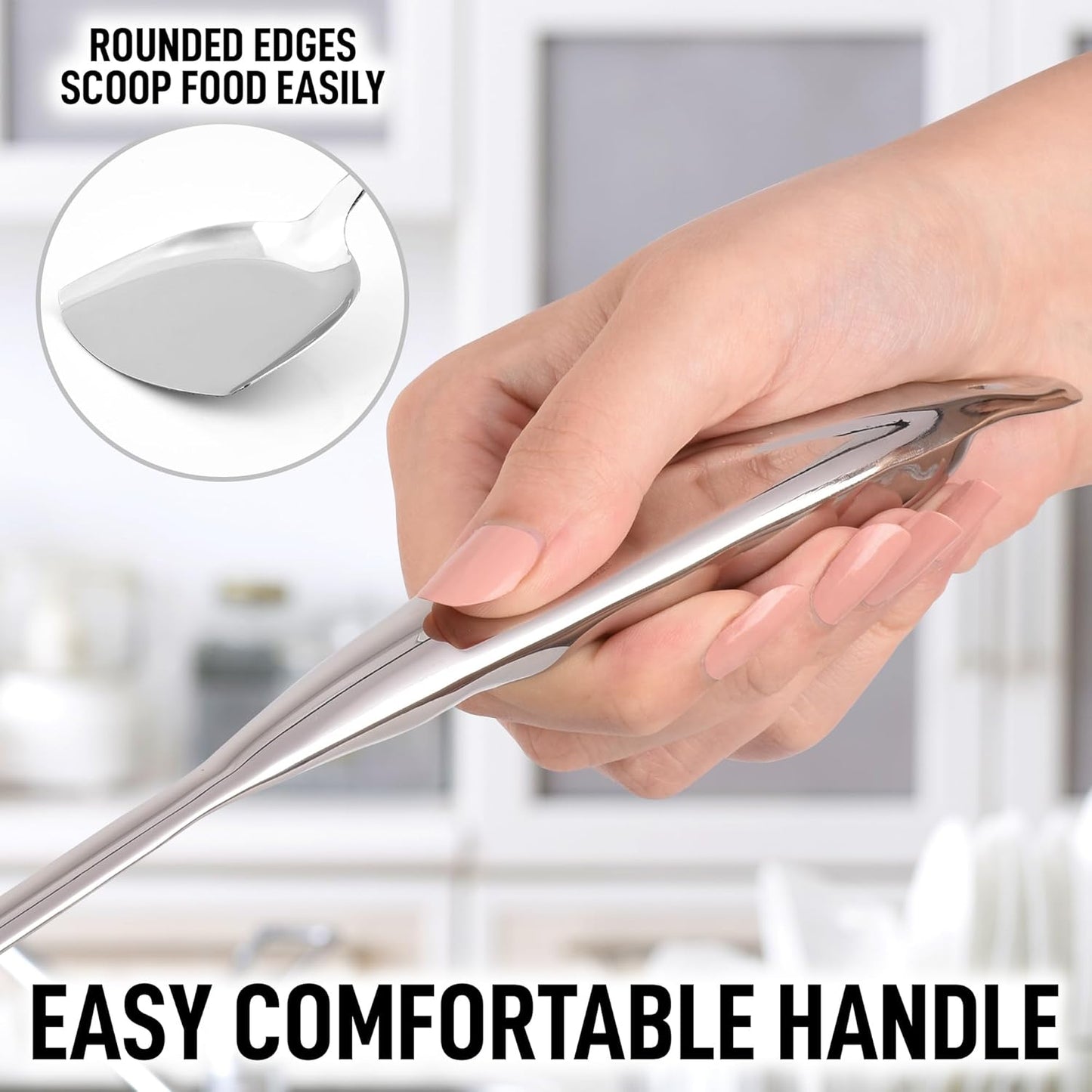 Zulay Kitchen Stainless Steel Wok Spatula - 14.8” Heat-Resistant Metal Turner for Stir-Fry, Sauté & Grilling - Durable, Rust-Proof & Dishwasher Safe Kitchen Utensil for Everyday Use