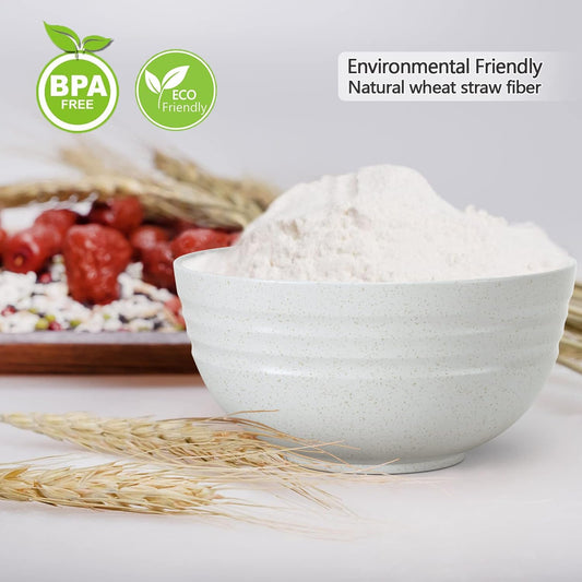 【NOT CERAMIC】Unbreakable Cereal Bowls, 25 OZ Wheat Straw Bowls Microwave and Dishwasher Safe BPA-Free Eco-Friendly Bowl Beige Color for Cereal, Serving ,Soup, Oatmeal, Pasta and Salad(Set Of 6)