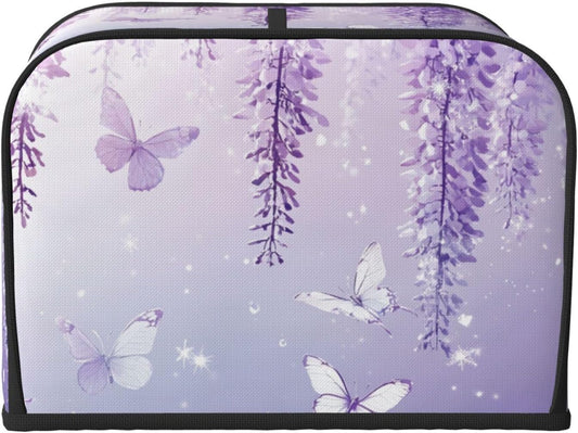 Toaster Cover 4 Slice Lavender Butterfly Light Purple Flower Kitchen Small Appliance Covers with Pockets Dust and Fingerprint Protection