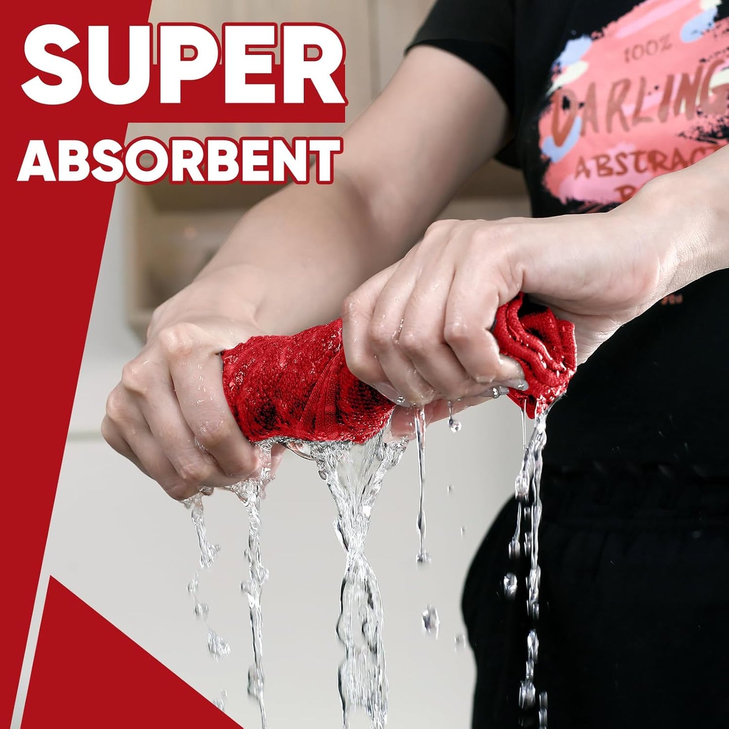 Oven Mitts Kitchen Towels Dishcloths with Pot Holders Sets 12PCS, Dish Towels Sets, Oven Gloves Pot Pads Heat Resistant 500 Degrees with Non-Slip Silicone Surface for Cooking Baking Grilling Red