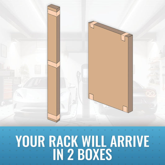 MonsterRax Overhead Garage Storage Rack - 4 x 8 Ceiling Shelving, Adjustable Hanging Racks, Color: White, 24"-45" Ceiling Drop.