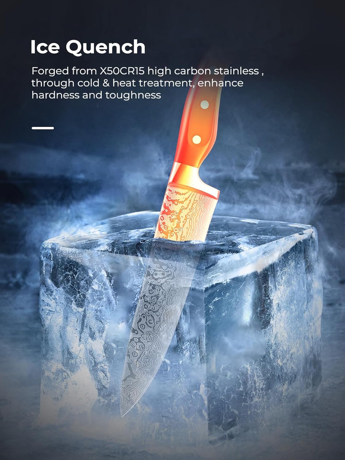 Knife Set, AMEGAT Knife Block Set with Advanced Self-Sharpening Technology, 14-Piece Waved Texture Kitchen Knives, Stainless Steel Knife Set with Block, Razor-Sharp and Full Tang Handle