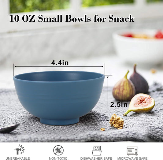 Wrova wheat straw small bowls 10oz set of 8 - Unbreakable Dessert Bowls set for kids - Mini Bowls for Ice Cream,Snack and Fruits - Microwave & Dishwasher Safe Appetizer Bowls