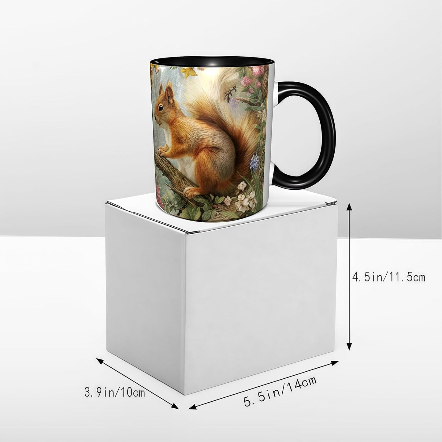 FyLybois Squirrel Coffee Mug Ceramic Coffee Cup with Handle Microwave Safe for Home or Office Gifts for Women and Men