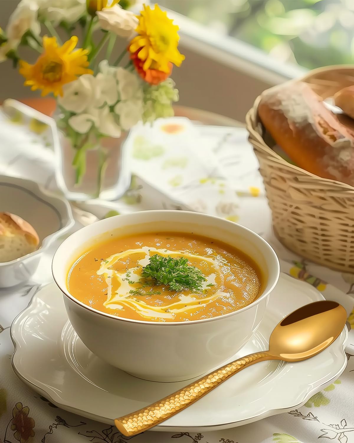 Silverware Set,Ollex 40-Piece Hammered Gold Flatware Cutlery Set for 8 Mirror Finished with Anti-rust stainless steel Spoon Knives Forks for Kitchen Hotel Party Modern Utensil Sets, Dishwasher Safe