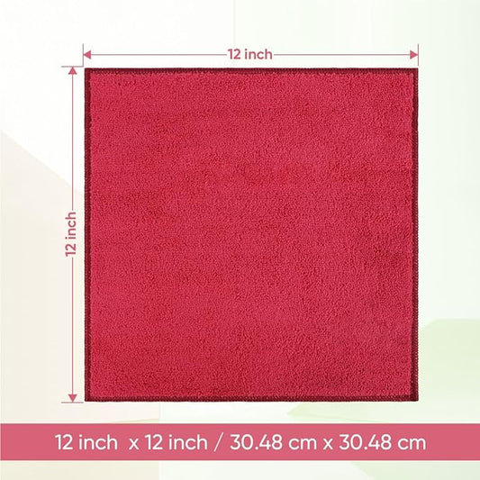 HOMEXCEL Red Microfiber Washcloths 12 Pack, Highly Absorbent and Soft Face Towel, Multi-Purpose Wash Cloths for Bathroom, Gym, Hotel, Spa and Kitchen,12x12 Inch