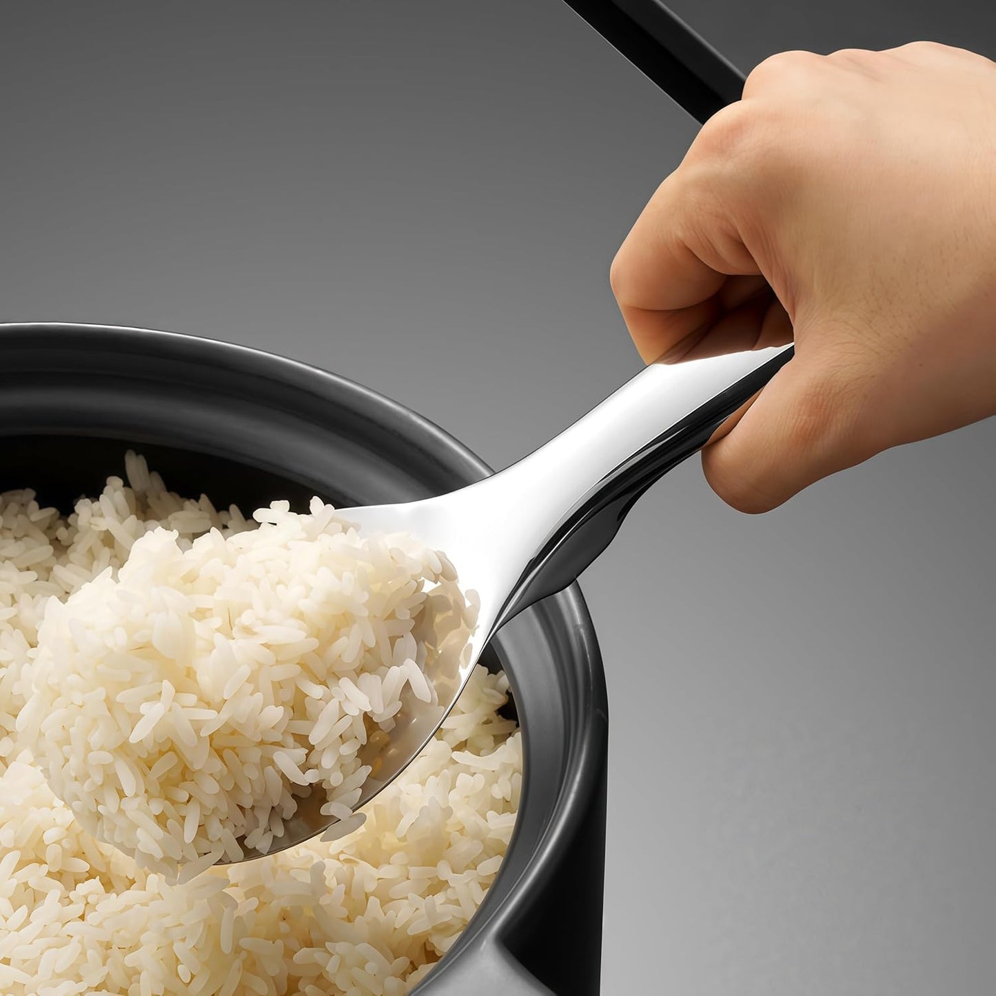 18/8 Stainless Steel Rice Paddle, Non-Stick Rice Spoon, Mirror Finish, Stand-Up Design, Serving Spoon for Kitchen- 7.9-inch Long