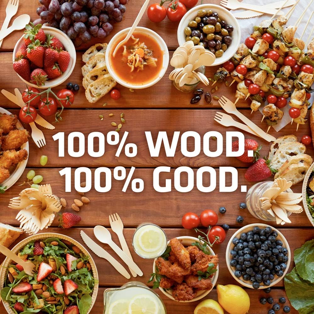 Disposable Wooden Cutlery Set - 100% Home Compostable - 2000 Forks, 6.5" Wooden Forks, Eco-Friendly, Organic, Sustainable and Carbon Neutral Certified