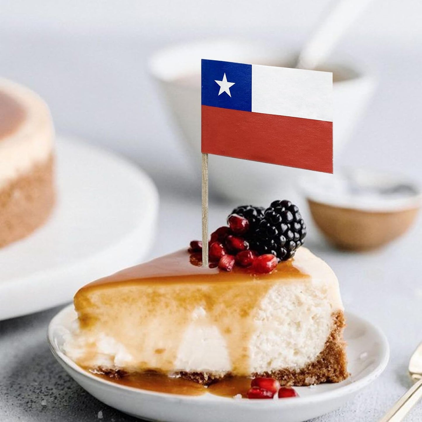 100 Pack Chile Chilean Toothpick Flags Chinese Small Toothpick Mini Stick Flags Cocktail Picks Mini Stick Cupcake Toppers