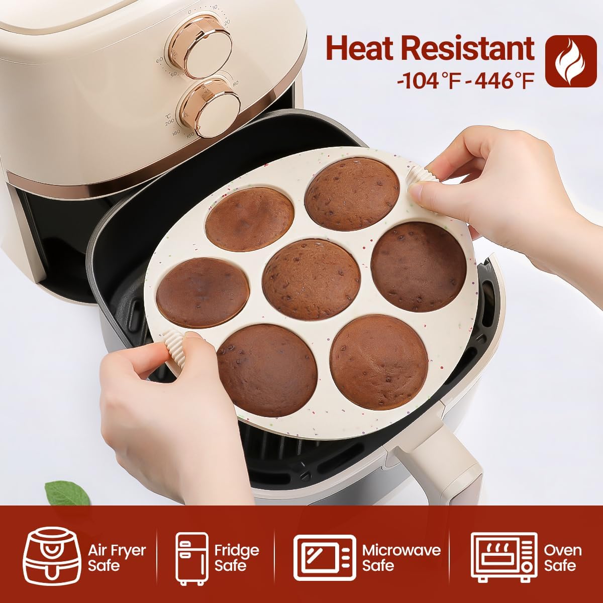 Silicone Muffin Pan for Air Fryer Oven Instant Pot, Nonstick 7 Cups Easy To Handle BPA Free for Baking Egg Bites Muffin Tart Cupcake Mini Quiche 2 Pack Confetti