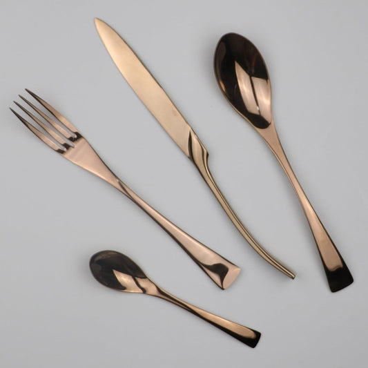 Luxury 4-Piece 18/10 Stainless Steel Flatware Set, Mirror Polishing Rose Gold