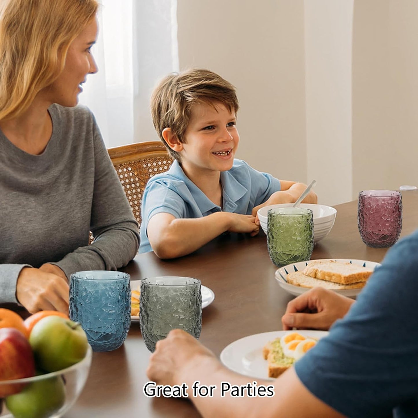 Colored Glasses Drinking Set of 4, 12oz Vintage Drinking Glasses, Drinking Glasses for Cocktail, Beer, Wine, Whiskey, Water & Juice Drinkware (Lce Cracks 4PCS)